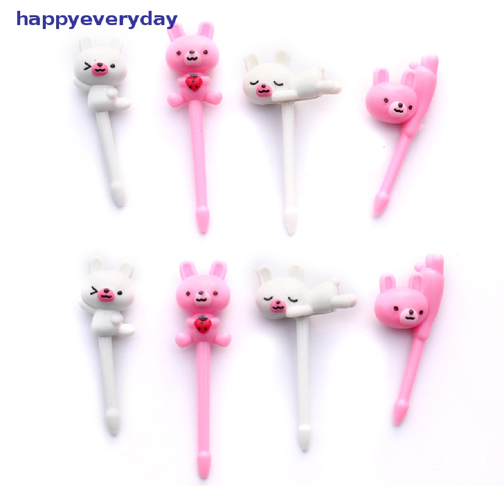 [happy] 6pcs Kartun Lucky Cat Dog Bentuk Makanan Buah Garpu Picks Set Dessert Aksesoris [ID]