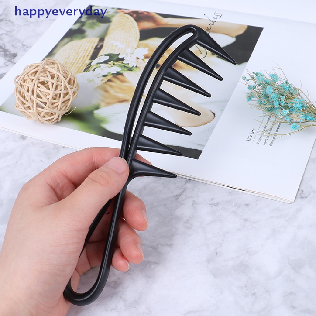 [happy] Hiu Jumbo Gigi Lebar Hitam Handle Grip Sisir Rambut Pria Hairdressing Teeth Comb [ID]