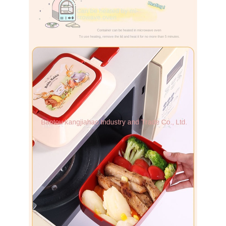 Double layer portable lunch box Kotak Makan Siang Piknik Siswa Kerja oven microwave portable Dengan Garpu Dan Sendok