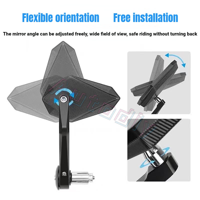 Kaca Spion Samping Motor Universal Bahan Aluminium Alloy Kaca Spion360° Pahlawan Racing Spion Belakang Adjustable