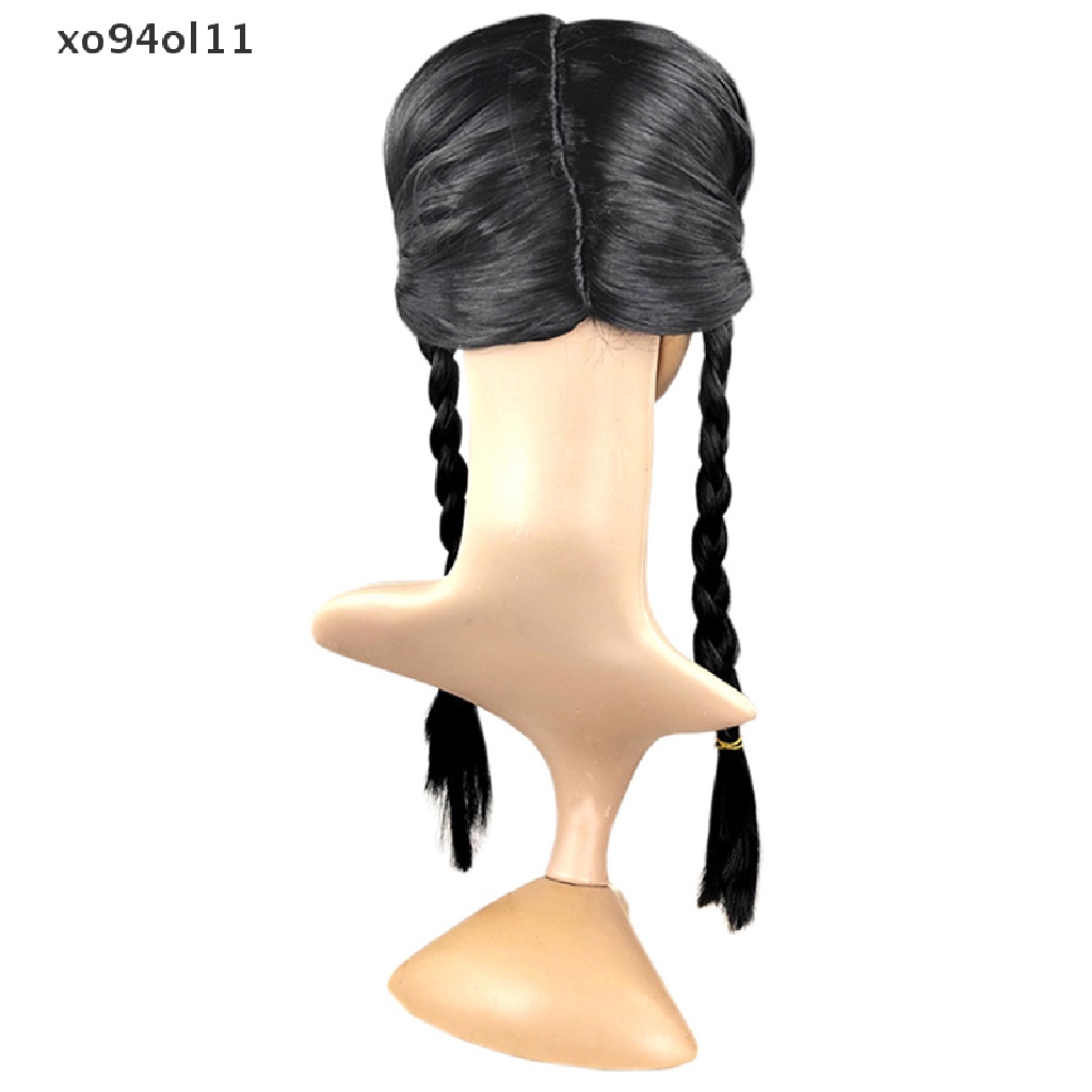 Xo Rabu Addams Cosplay Wig Untuk Gadis Dikepang Ganda Wig Kostum Halloween Karnaval Alat Peraga Aksesoris Pesta OL