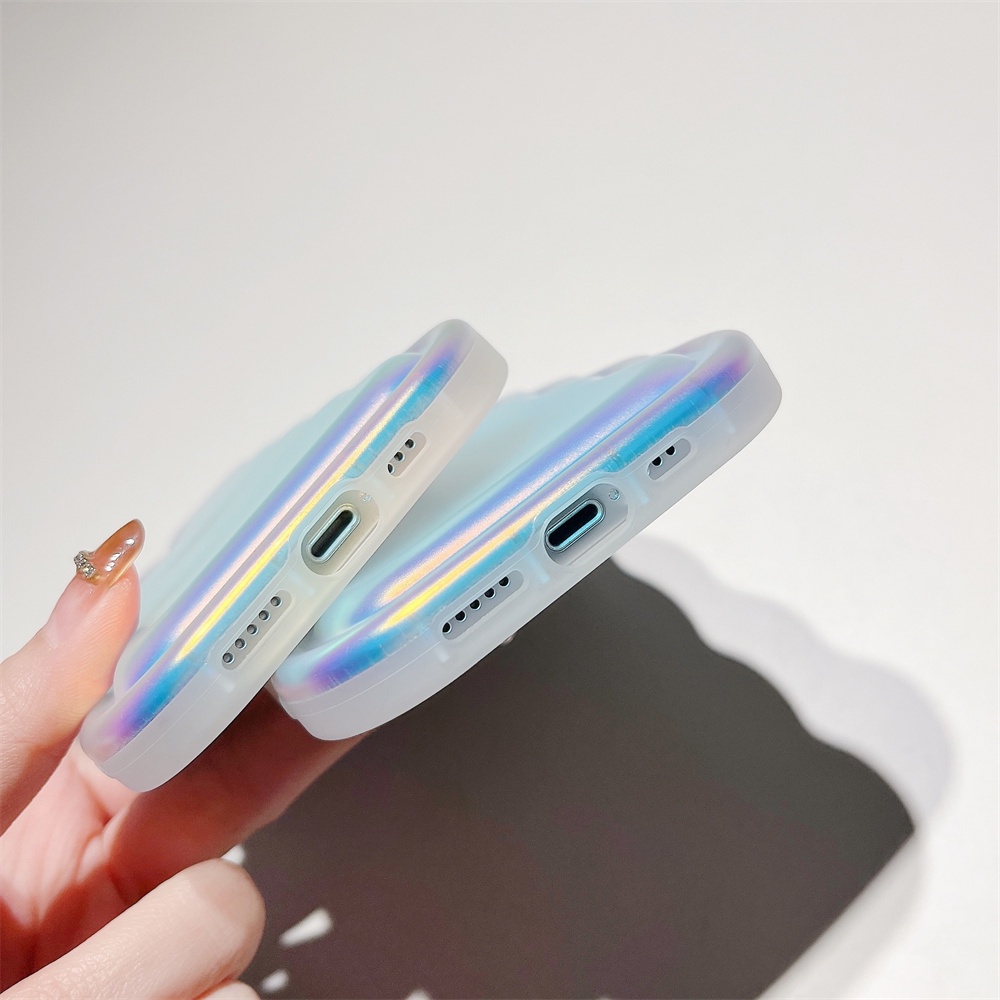 Mewah Gelombang Besar Laser Warna Solid Wave Pleat Phone Case Untuk Apple iPhone 14 Pro Max11 13 12 14 Plus Perlindungan Kembali Transparan Shockproof Cover