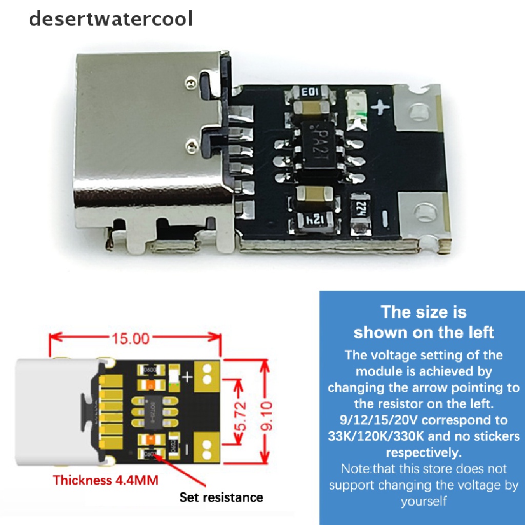 Deid PD/QC LDE decoy Board Fast charge 9V-20V PD decoy module Pd2 3.0 DC Kabel trigger USB Type-C male plug QC4 charge Konektor Martijn