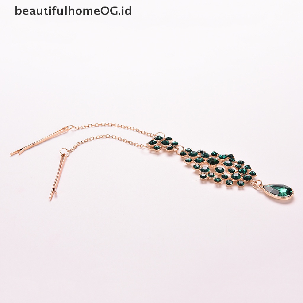 // Lebaran// Wanita Hair Clip Beads Flower Drop Hair Pin Perhiasan Dahi Hair Clip Jepit Rambut **