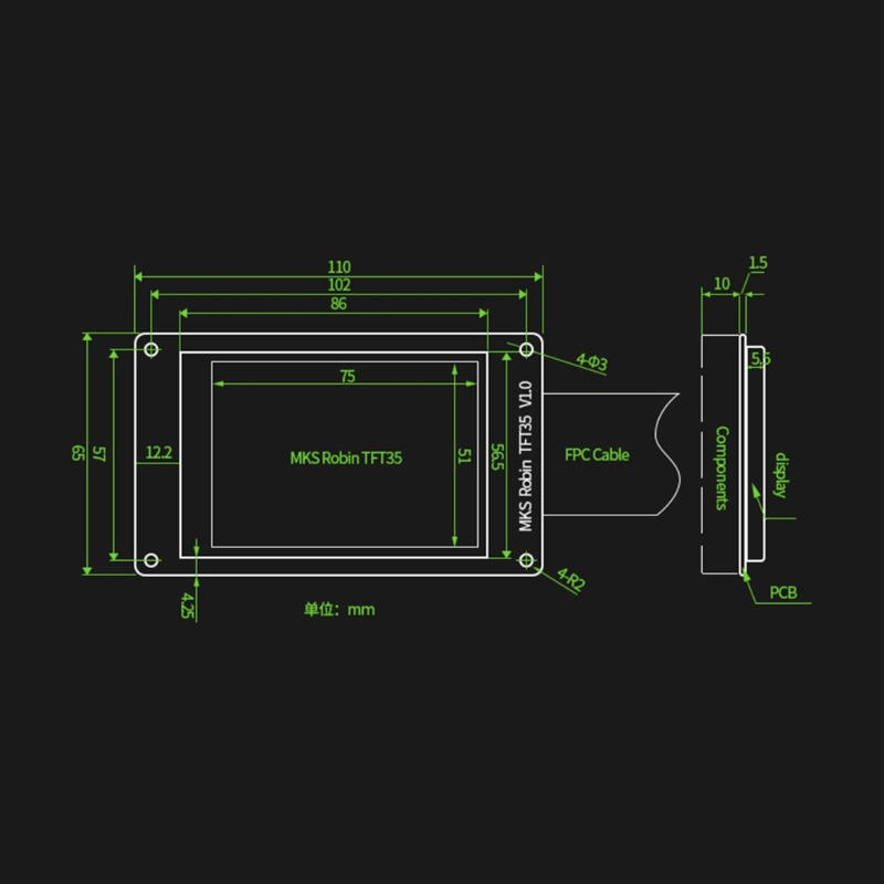 Zzz 3D Printer Parts- Makerbase MKS Robin Untuk Nano V1 2papan Kontrol TS35 Layar 32Bit TFT35 Untuk Touch Display USB Cabl