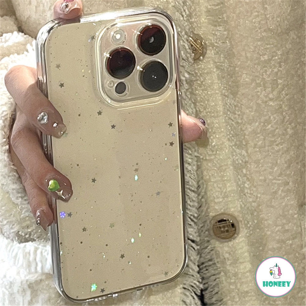 IPHONE Casing Bening Glitter Mewah Untuk Iphone13 14 11 12 Pro 12 X XR XS Max SE 7 8 Plus Cover Silikon Ponsel Transparan Lembut