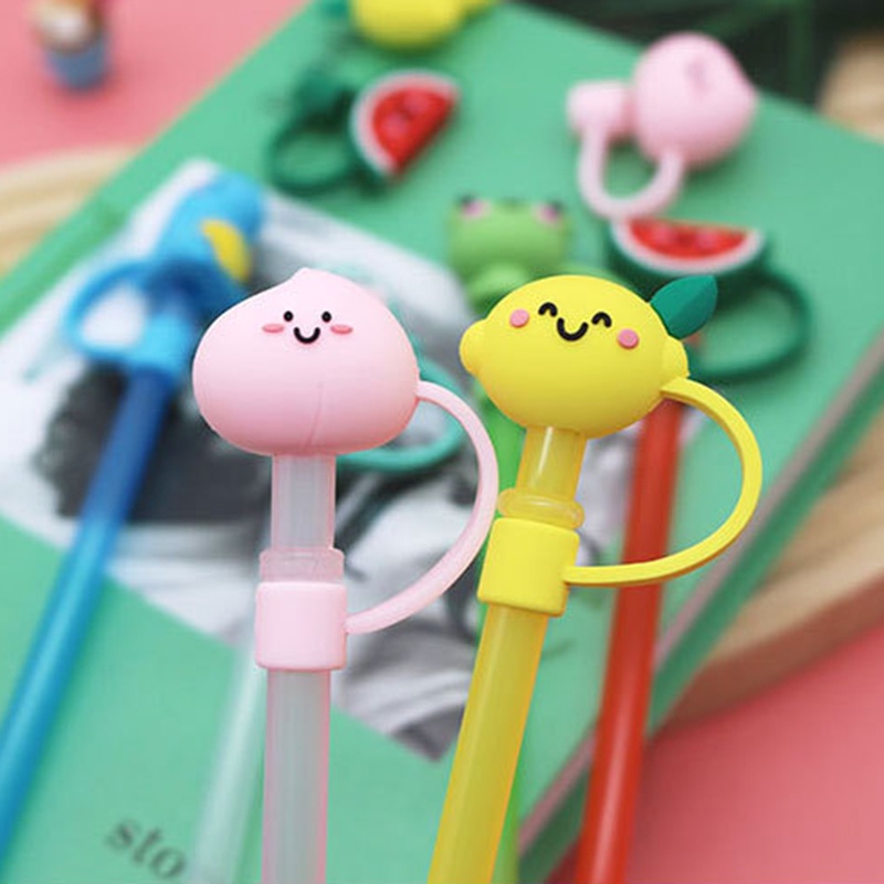 Lucu Kartun Hewan Bentuk Silikon Sedotan Debu Plug/Portabel Reusable Straws Mouth Sealing Cover/Pesta Minuman Pipa Tutup Hias