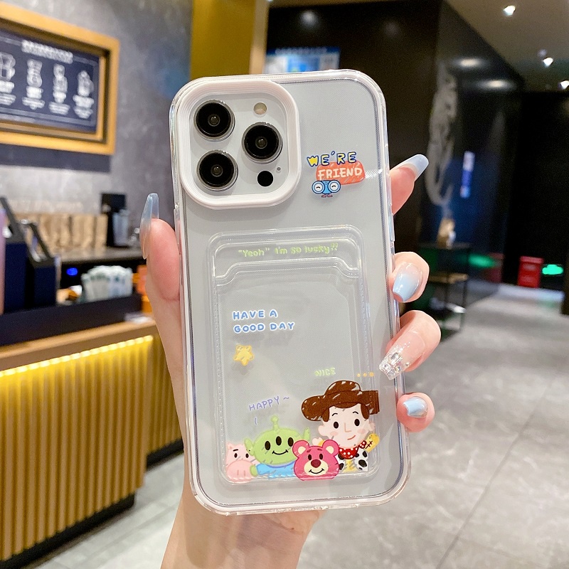 IPHONE 3in1 case Pelindung Desain Lengan Kartu Untuk Iphone14 13 12 11 Pro Max Kartun Winnie Bear X XR XS Max7 8 Plus