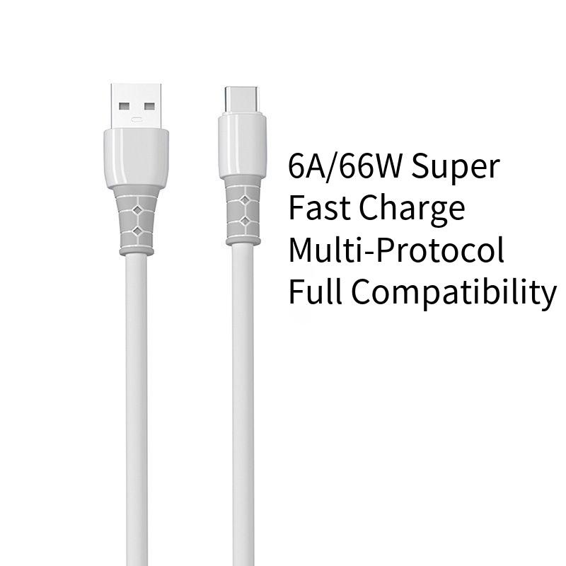 Silicone Liquid Cable 66w Super Fast Charging Untuk Apple Android Typec Kabel Cas Telepon