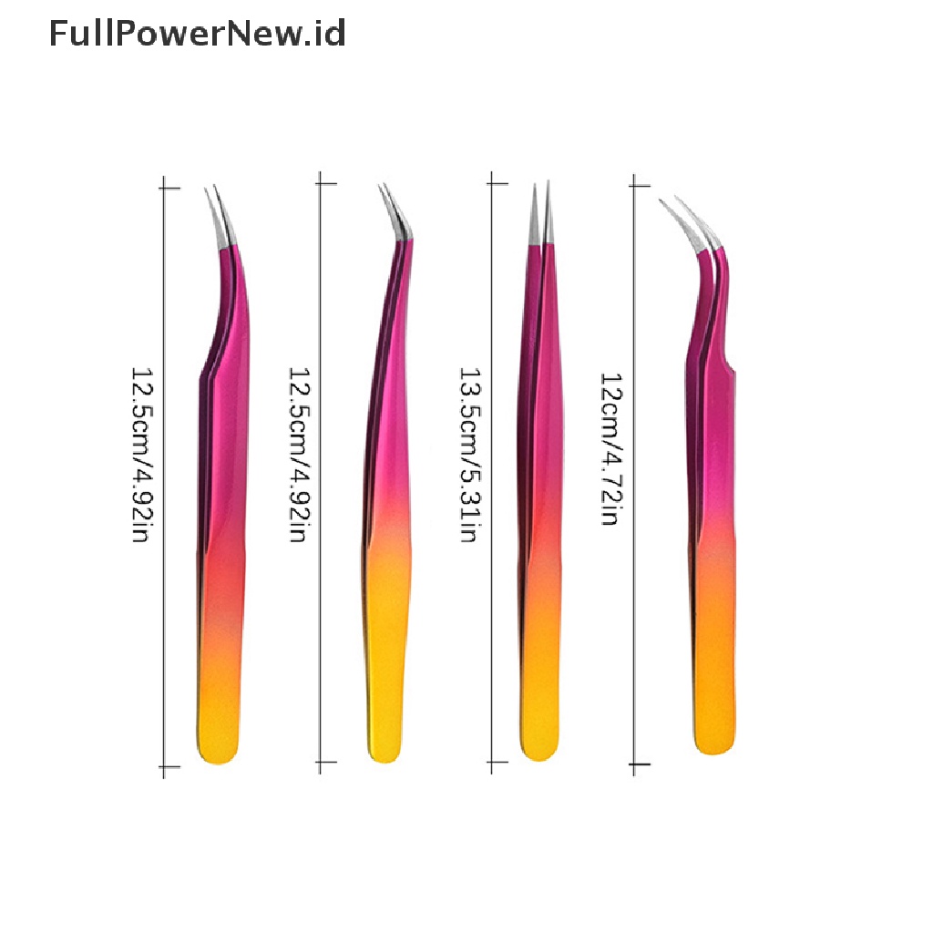 Power 1PC Pinset Ekstensi Bulu Mata Lurus &amp; Melengkung Stainless Steel Manicure Tools ID