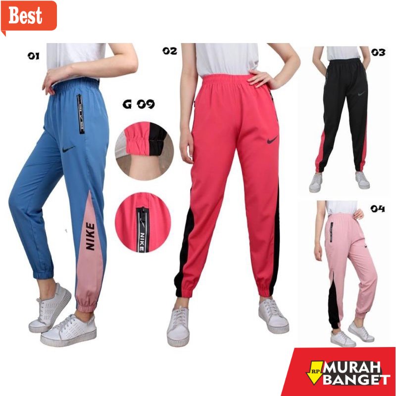Celana olahraga terbaru- Celana Training parasut Joger olahraga Celana Panjang Joger micro Wanita