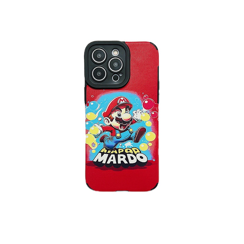 【Lamb Skin】So Cute Red Papw Mario Leather Soft Case for IPhone 7 Plus 8 Plus X XS XR XS Max 11 13 12 14 PRO Max 14 Plus for Girl Women's Gift Missconnie Casing hp iPhone 11 Pro Max