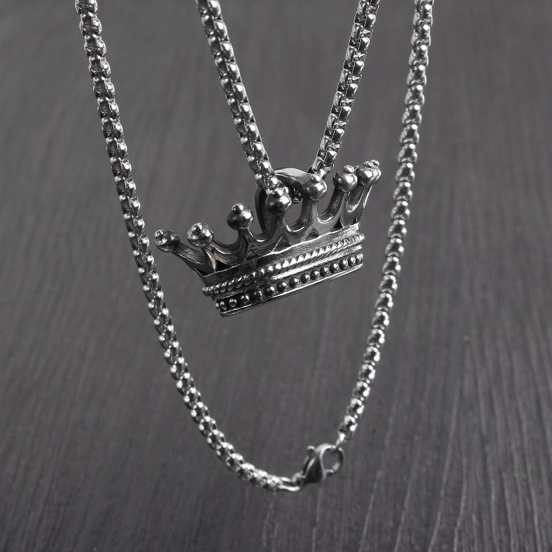 [Z H Perhiasan] Vintage Mahkota Hip Hop Liontin Fashion Pria Dan Wanita Anti Karat Kalung Punk Pesta Rock Baja Titanium Perhiasan Aksesoris