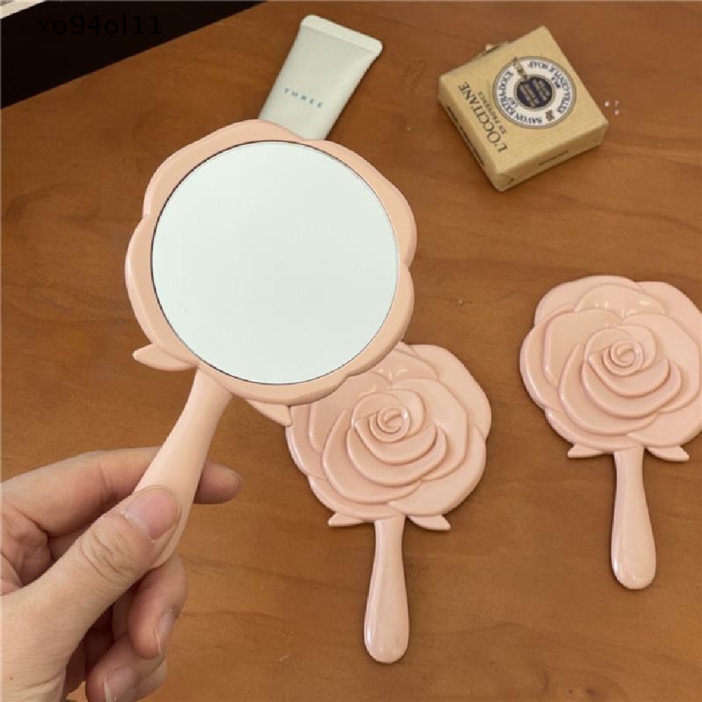 Xo Handheld Vanity Mirror Vintage Cermin Rias Mawar Cermin Tangan Pocket Mirror OL