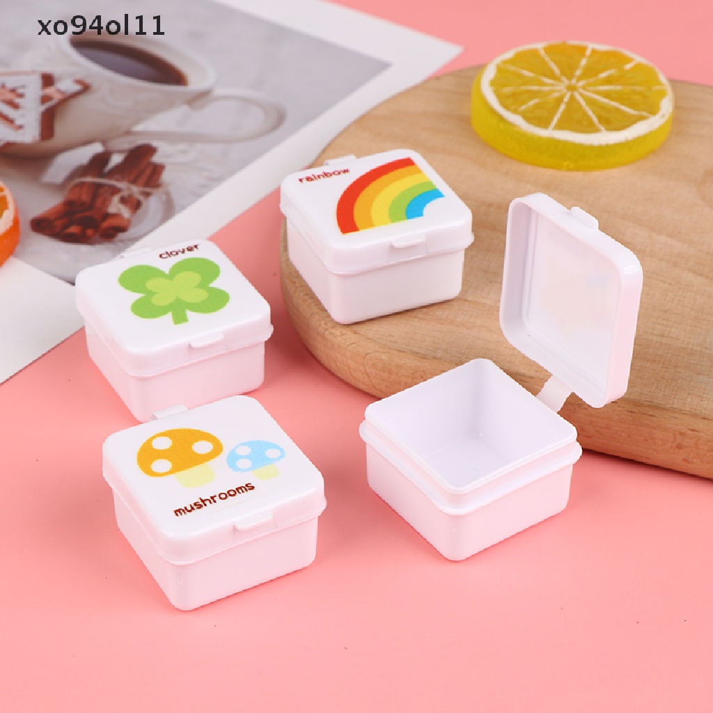 Xo1/4pcs Botol Saus Mini Square Portable Bento Sub-Botol Kotak Saus Plastik OL