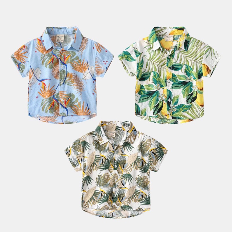 Hawai Shirt | Baju Pantai Anak | Kemeja Lengan Pendek Anak Laki Laki