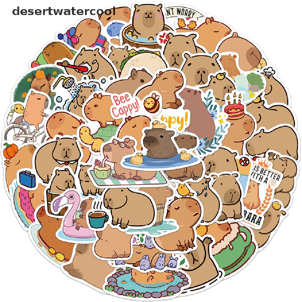 Deid 50Pcs Set Stiker Capybara Lucu Untuk Hadiah Laptop, Gitar, Scrapbook Dan Jurnal Martijn