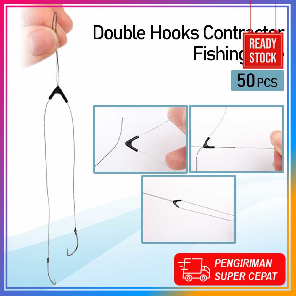 Bisa COD Double Hooks Contractor Fishing Line Kail Pancing 50 PCS Toko Pancingan Alat Pancing Mancin