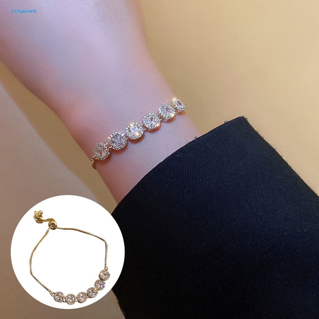 Lilyscent Temperamen Ladies Bangle Aksesori Pakaian Perempuan Minimalis Romantis Gelang Kilau Cerah