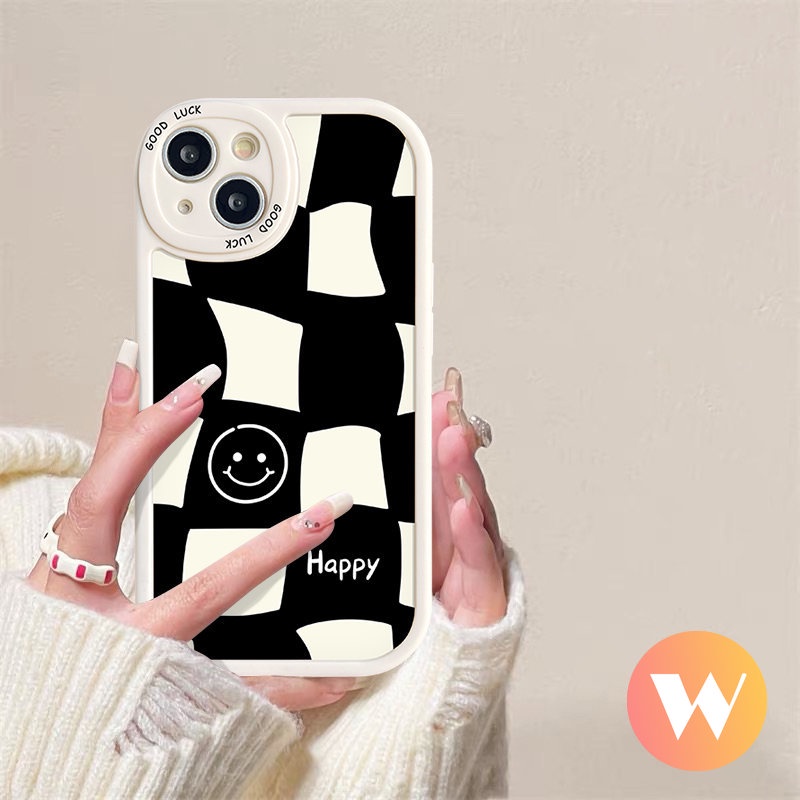 Simple Black White Checkerboard Phone Casing Infinix  Hot 10 Lite Note 8 Smart 6 5 Hot 10T 11s 10s 11 9 10 Play Cute Smile Face Soft Tpu Case