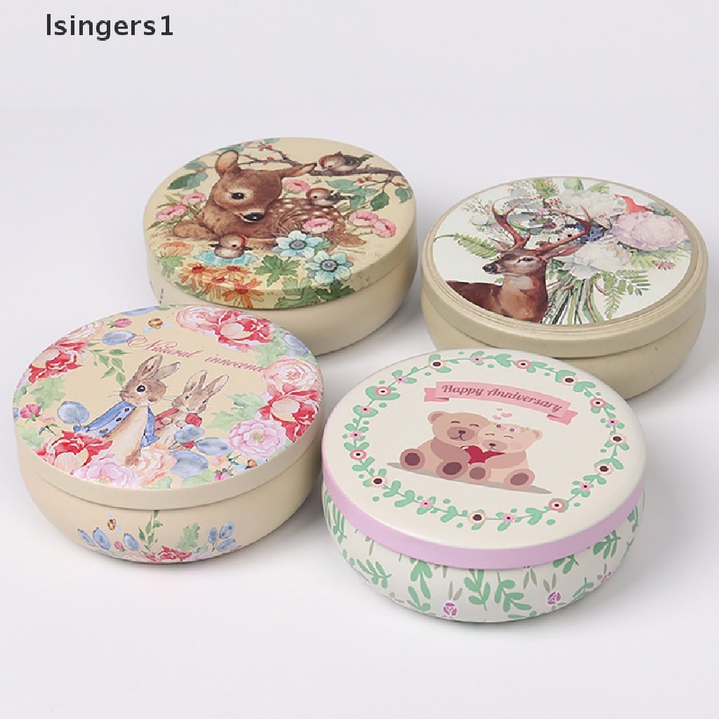 [lsingers1] Mini Round Pocket Tea Tin Metal Canisters Wadah Gula Kopi Kotak Penyimpanan Toples Butik