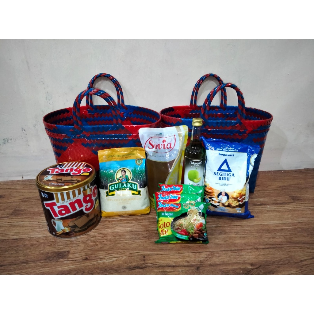 Tas Plastik Kaca Murah / 10Pcs Tas Anyaman Motif Kaca Halus Ukuran M / Tas Belanja 02