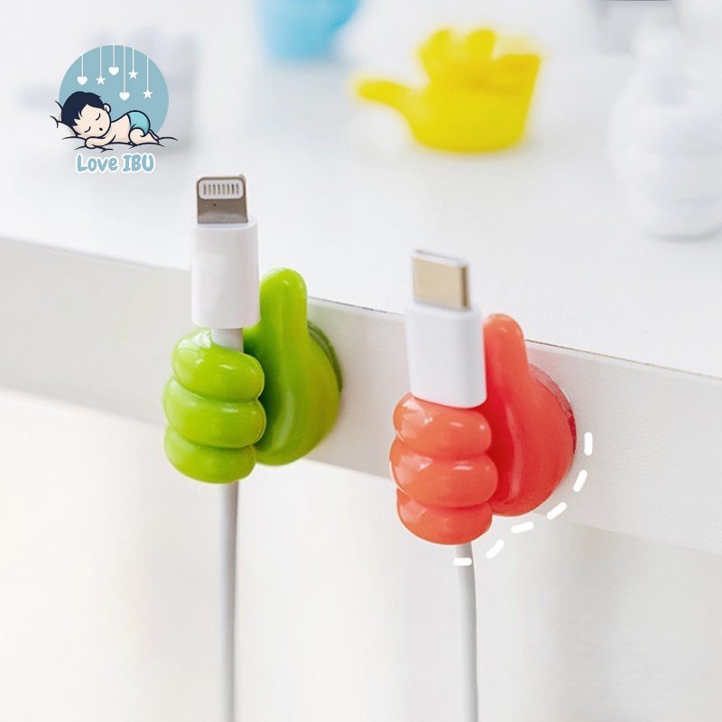 Kait Multifungsi / Hook Tempel Gantung 3D Kait Jempol Lucu Jalur Data Kantor Klip Kabel Wire Desk Organizer / Kait Jempol / Klip Kabel