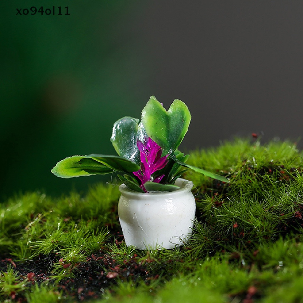 Xo 4Pcs 1: 12rumah Boneka Miniatur Pohon Mini Pot Untuk Tanaman Hijau Di Pot Rumah Boneka OL