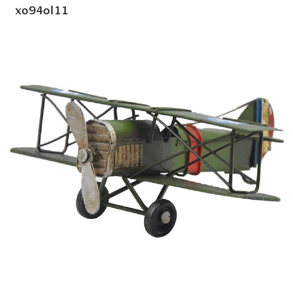 Xo Retro Metal Plane Model Kerajinan Ruang Tamu Kamar Tidur Ornamen Patung Pesawat OL