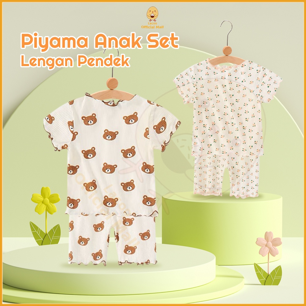 Lacoo Piyama anak set Baju tidur setelan anak pendek Piyama anak Pajamas anak set korea