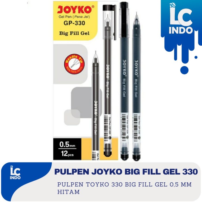 

Pulpen joyko big fill gel 330 1 lusin ballpoint gel 0,4 mm berkualitas