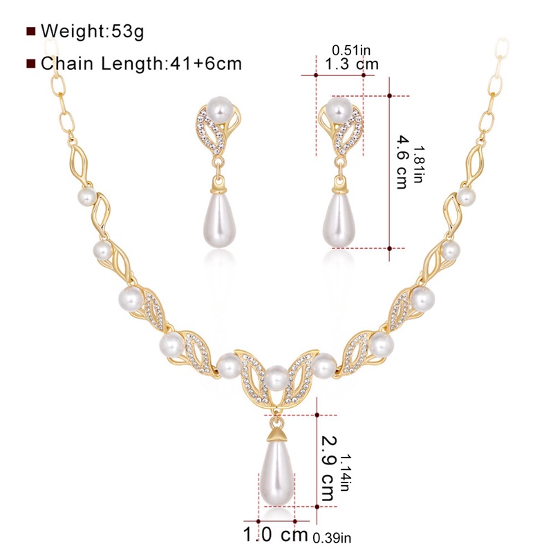 Kalung Pengantin Wanita Zirkon Anting Pernikahan Set Dua Potong Perhiasan Alloy Electroplated Bermutu Tinggi Untuk Wanita