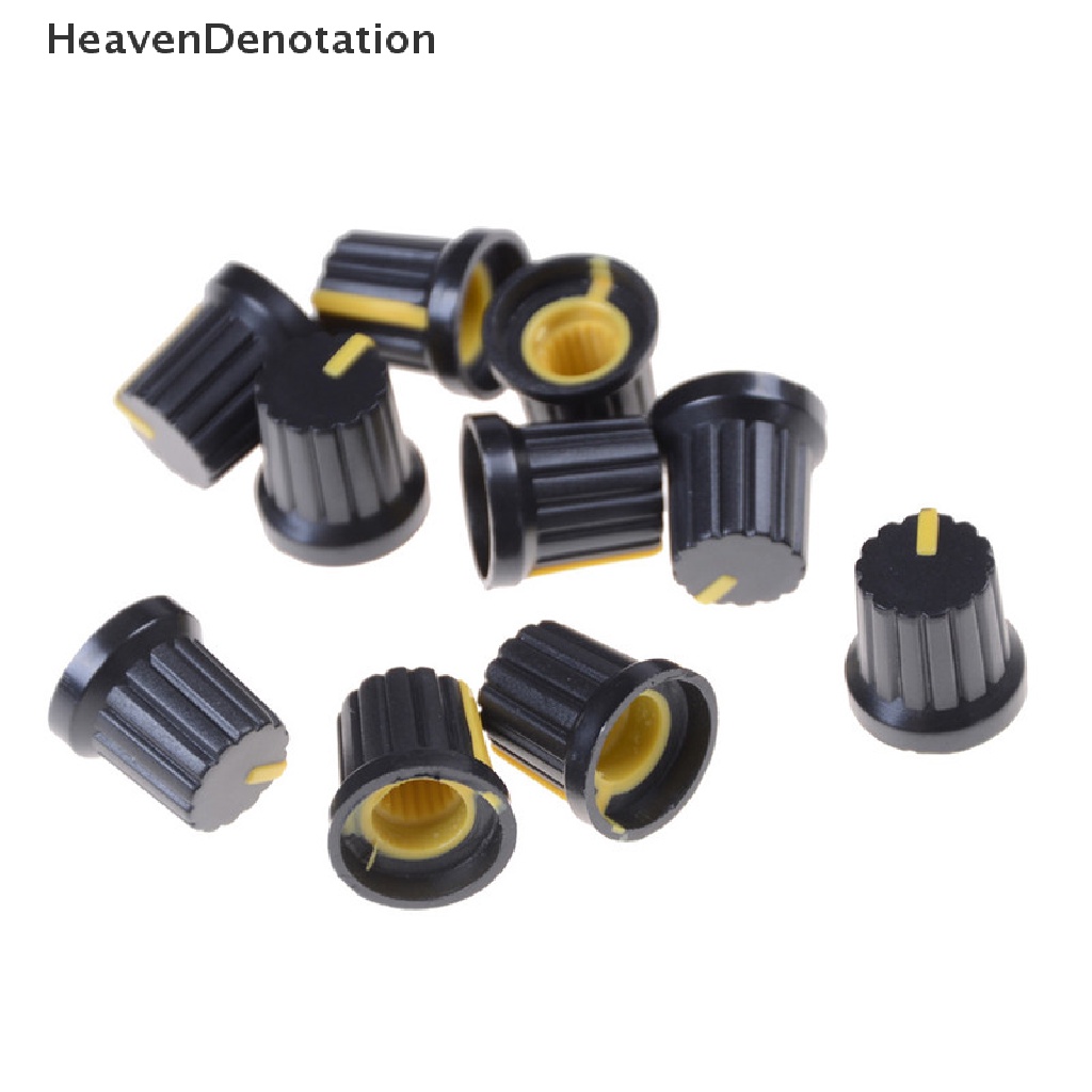 [HeavenDenotation] 10pcs Potensiometer Switch Knob Cap Lubang Dia 6mm Kontrol Volume Rotary Knob Cap HDV