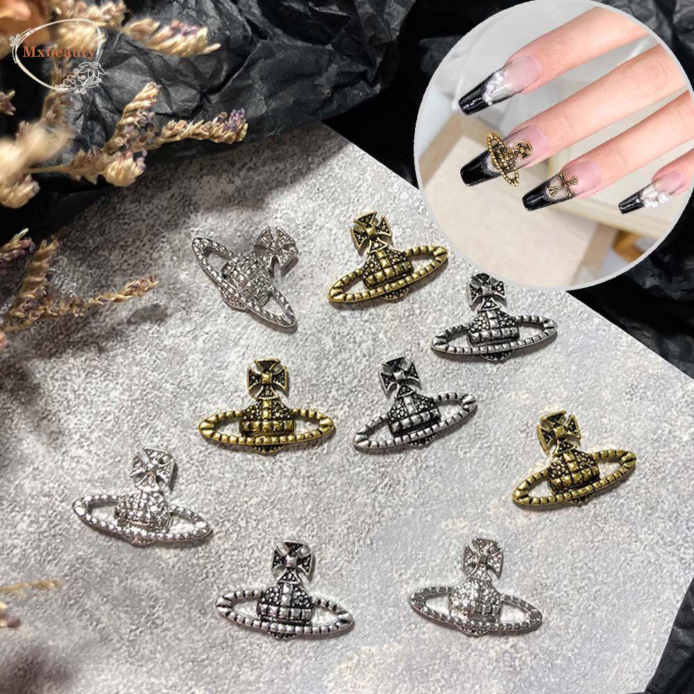 MXBEAUTY 3D Nail Decoration Gold And Silver Charming Crow Heart Old Style Light Luxury Punk Style DIY Nail Art Ornament