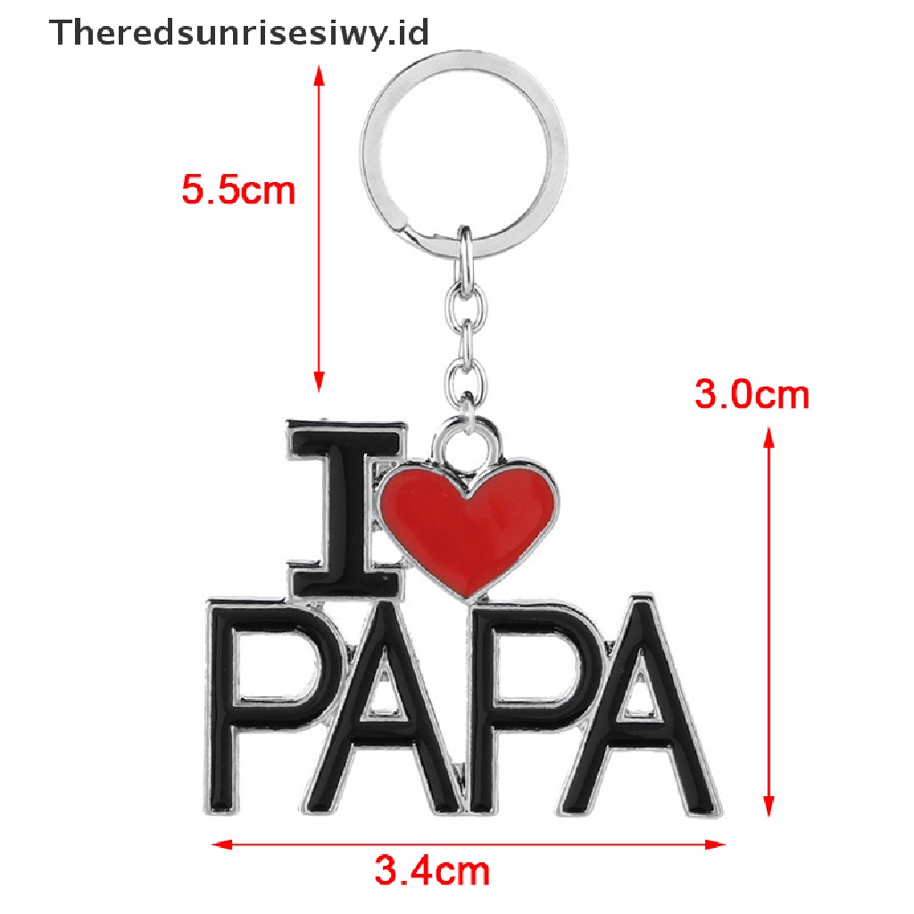 # Kado Mom &amp; PAPA DIY # Huruf Fashion I Love Mom/Dad Enamel Liontin Gantungan Kunci Keyring Hadiah Ibu Bapak~