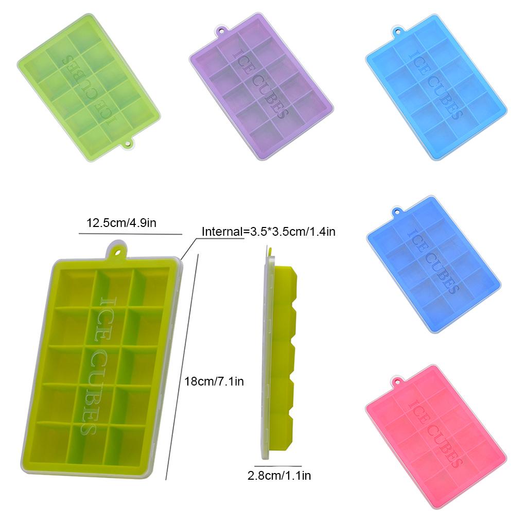 Cetakan Es Batu Tray Rumah Dengan Tutup Silikon Reusable Squared Cubes Cream Moulds Removable Freezer Maker Pembuatan Dapur