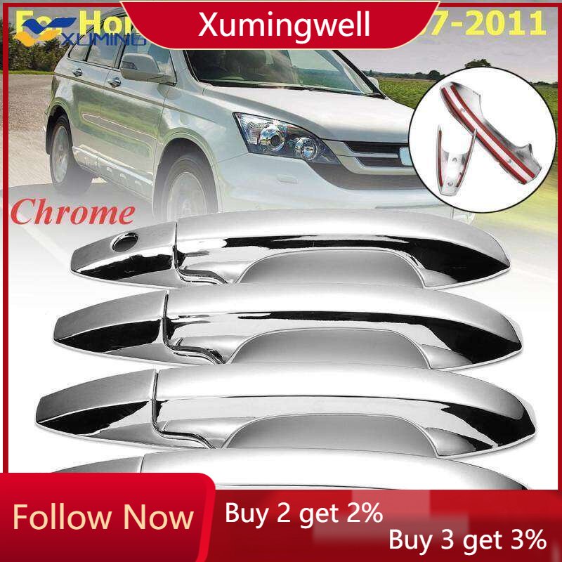 Xuming Cover Trim Handle 4 Pintu Bahan ABS Lapis Krom Untuk Honda CR-V CRV 2007 2008 2009 2010 2011