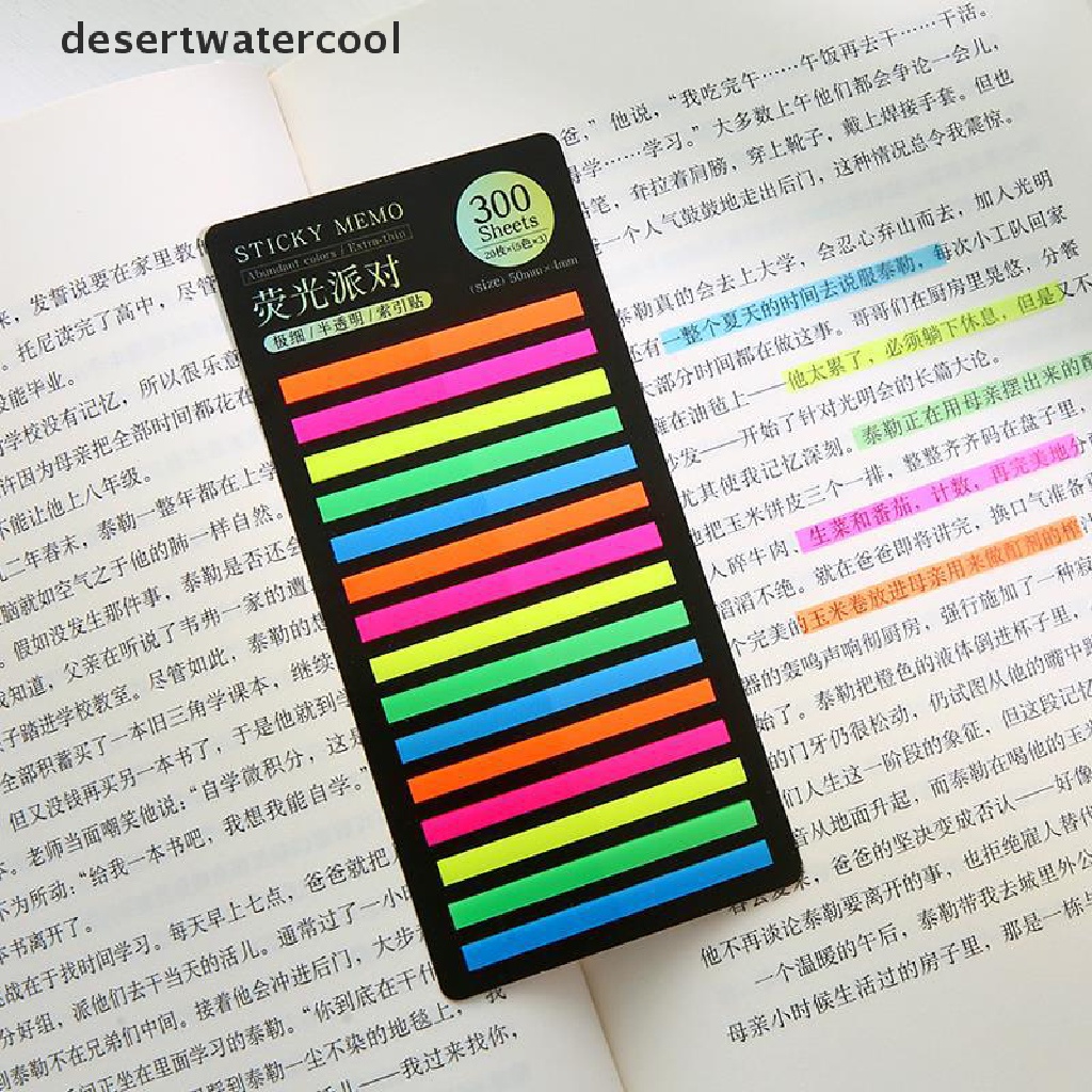 Deid 300lembar Indeks Warna Hujan Memo Pad Extra Tipis Lengket Neon Transparan Note Index Stiker Label Perekat Perlengkapan Sekolah Kawaii Stationery Martijn