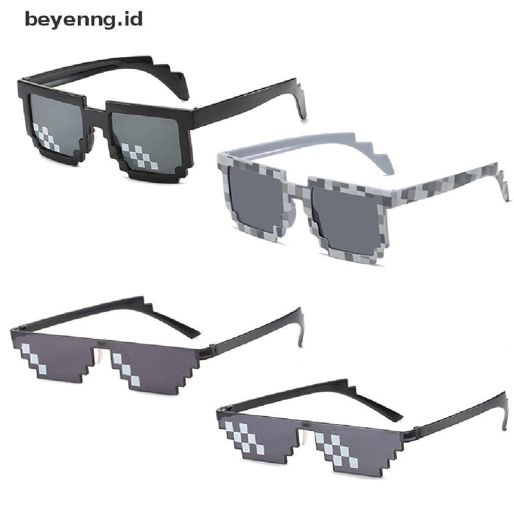 Beyen Kacamata Hitam Mosaic Mainan Lucu Mosaic Strips Sunglasses Trick Toy Kacamata Pixel Wanita Pria ID