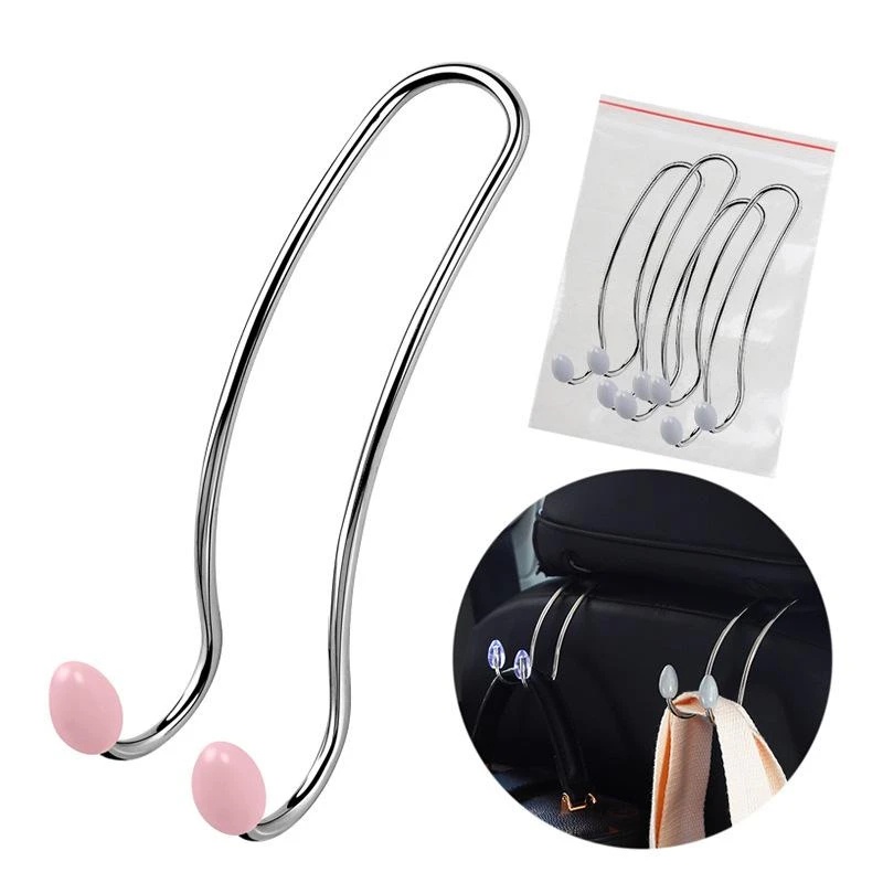 Universal Car Seat Headrest Stainless Steel Storage Hooks/Tempat Gantungan Kursi Belakang Kendaraan Mobil Untuk Tas Handbag &amp; Baju &amp; Sembako/Otomotif Organizer Double Hooks