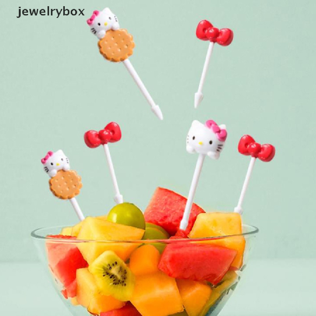 [jewelrybox] 8pcs/set Mini Kitty Garpu Buah Anak Snack Dessert Bento Sandwich Makan Siang Dekorasi Pesta Butik