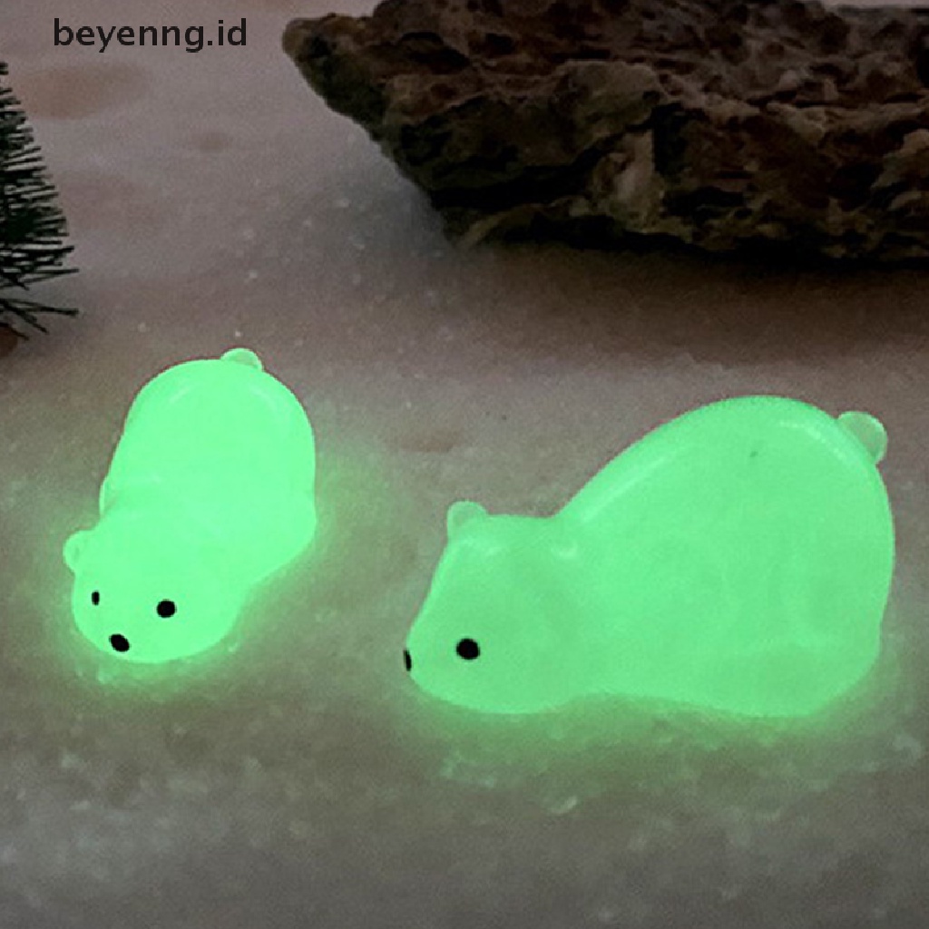 Beyen 1Pc Luminous Polar Bear Micro Ornamen Miniatur Pot Dekorasi Landscape ID