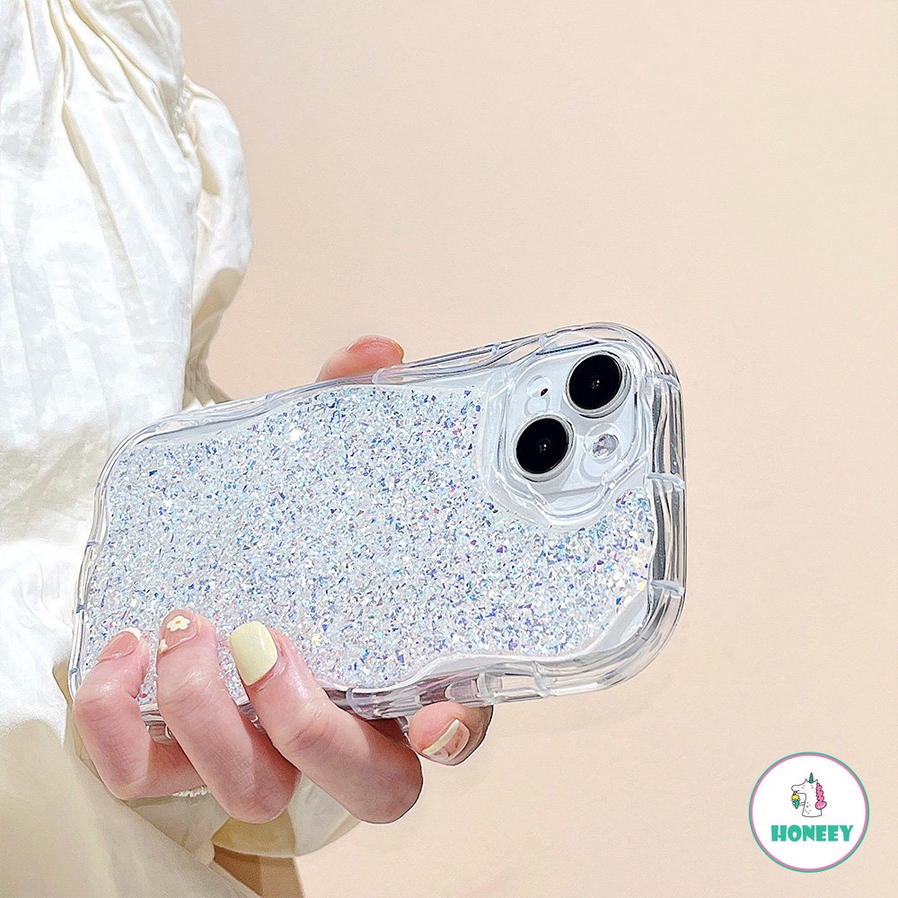 IPHONE Casing Ponsel Transparan Bling Glitter Mewah Untuk Iphone11 12 13 14 Pro Max 14plus X XR XS Max Drip Perekat Soft Cover