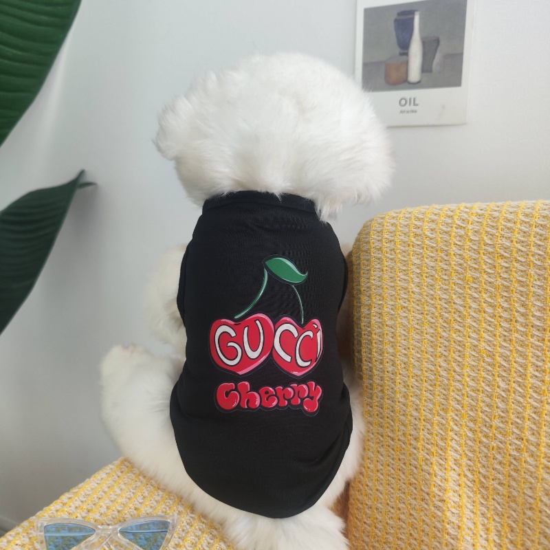 Fashion Strawberry &amp; Love &amp; Apple Logo Pet Dog Tank Top S-2XL Ukuran Kucing/poodle/Teddy