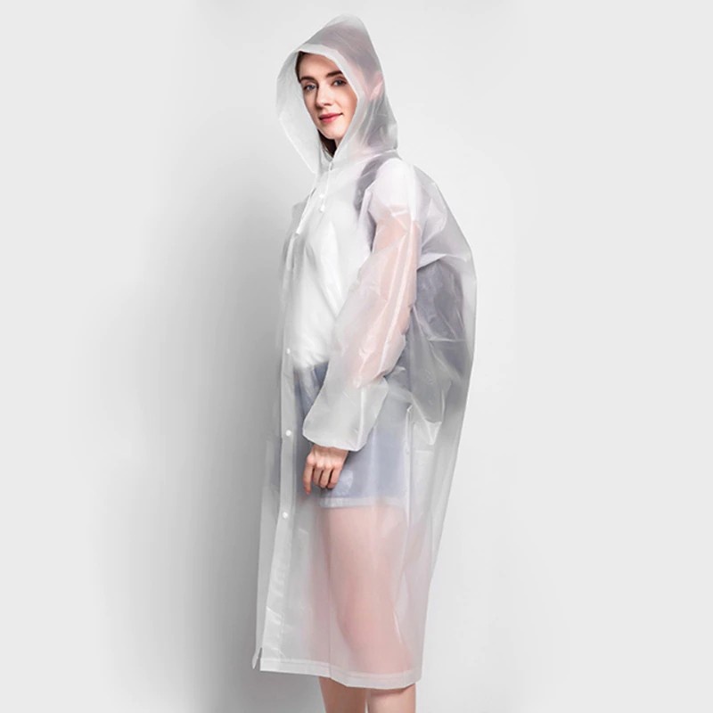 JAS HUJAN HOODIE TERUSAN EVA PONCO DRESS RAINCOAT LENGAN PANJANG MODEL JUBAH