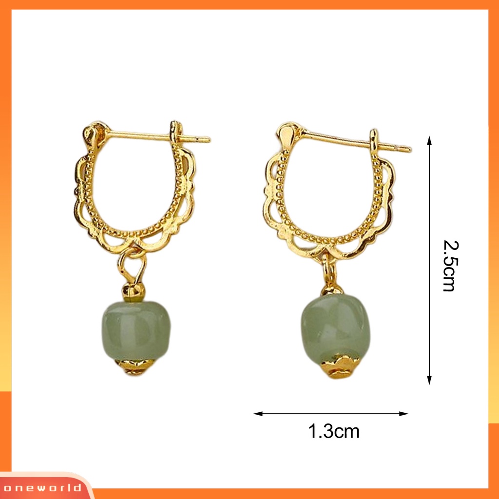 [EONE] 1pc Menjuntai Anting Gaya China Warna Emas Elegan Peri Hadiah Hypoallergenic Retro Faux Hetian Jade Drop Earring Perhiasan Aksesoris