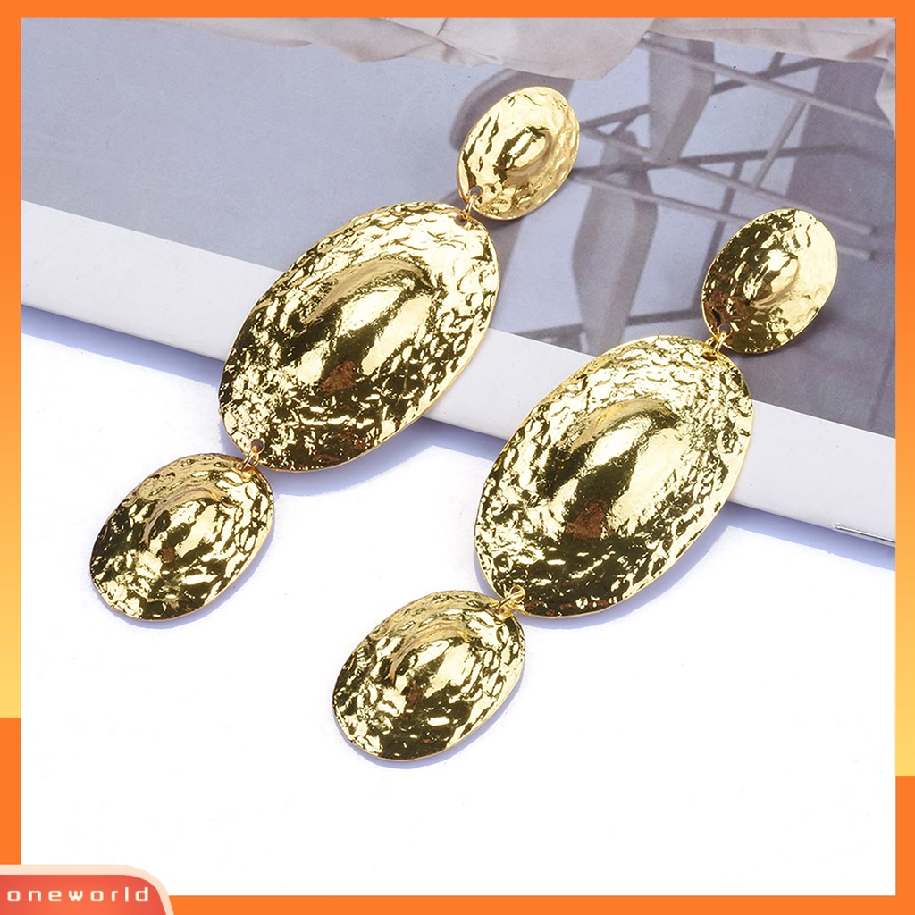 [EONE] 1pasang Anting Wanita Berlebihan Electroplating Shiny Dress Up Metal Eropa Dan Amerika Berlebihan Anting Panjang Perhiasan Aksesoris