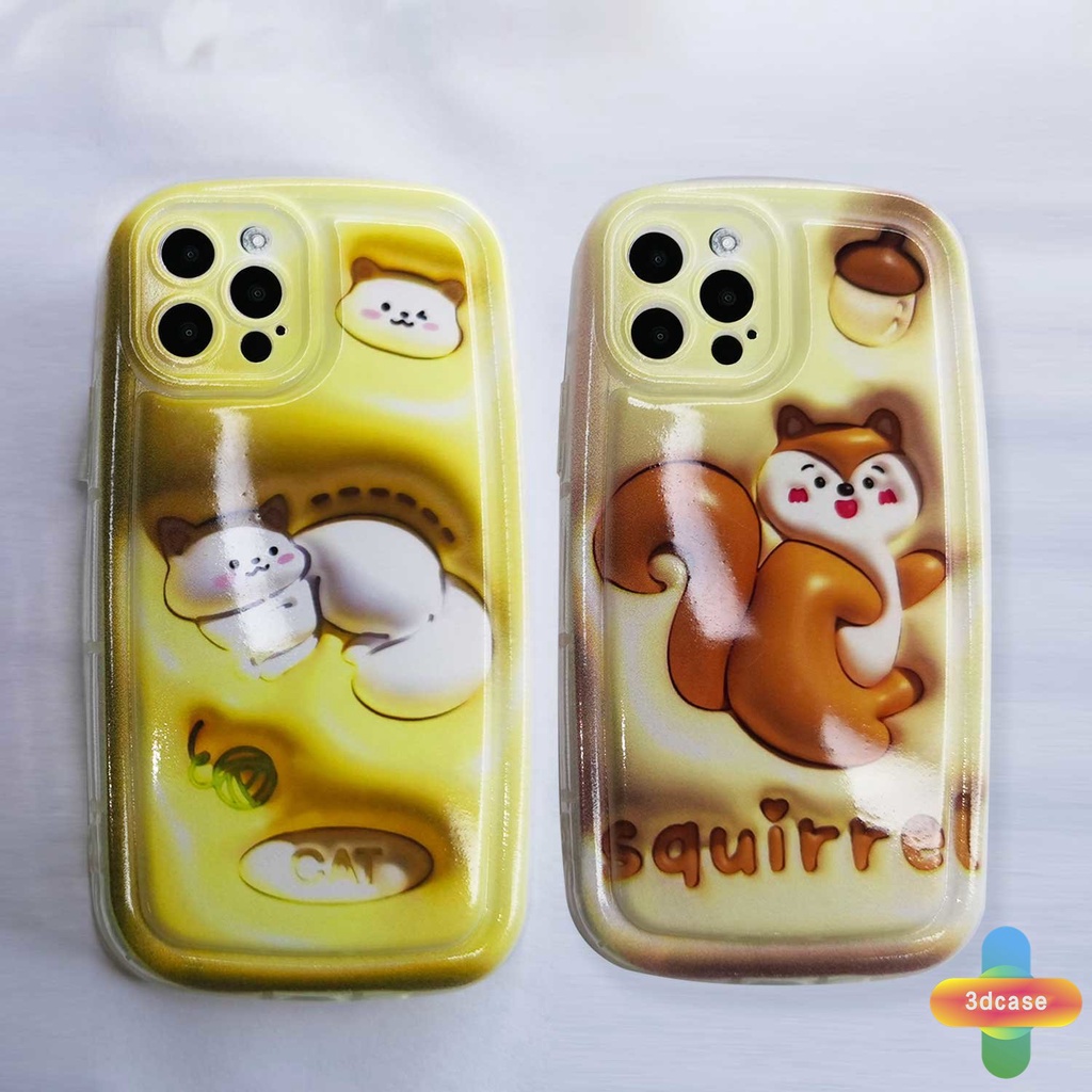 Compatible For Case IPhone 13 12 11 14 PRO MAX 6 7 6S 8 14 Plus X XR XS MAX 11 12 13 Se 2020 6SPlus 7Plus 6Plus 8Plus 14Plus XSMAX Cartoon  Squirrel Silicone Soap Case