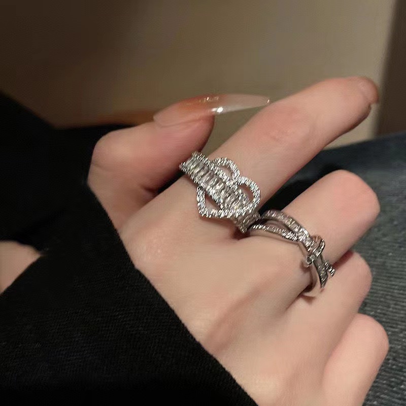 Cincin Jari Hati Zirkon Mewah Untuk Wanita Fashion Cross Rings Aksesoris Perhiasan