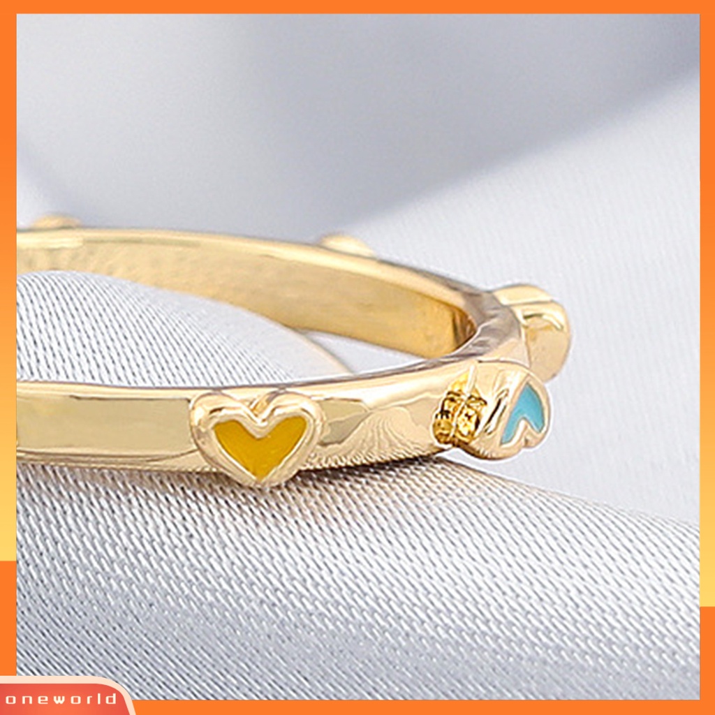 [EONE] Cincin Jari Hati Multicolor Wanita Menetes Cincin Dicat Minyak Hadiah Ulang Tahun